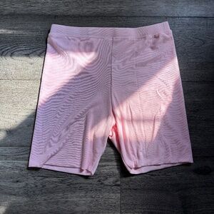 light pink white fox biker shorts